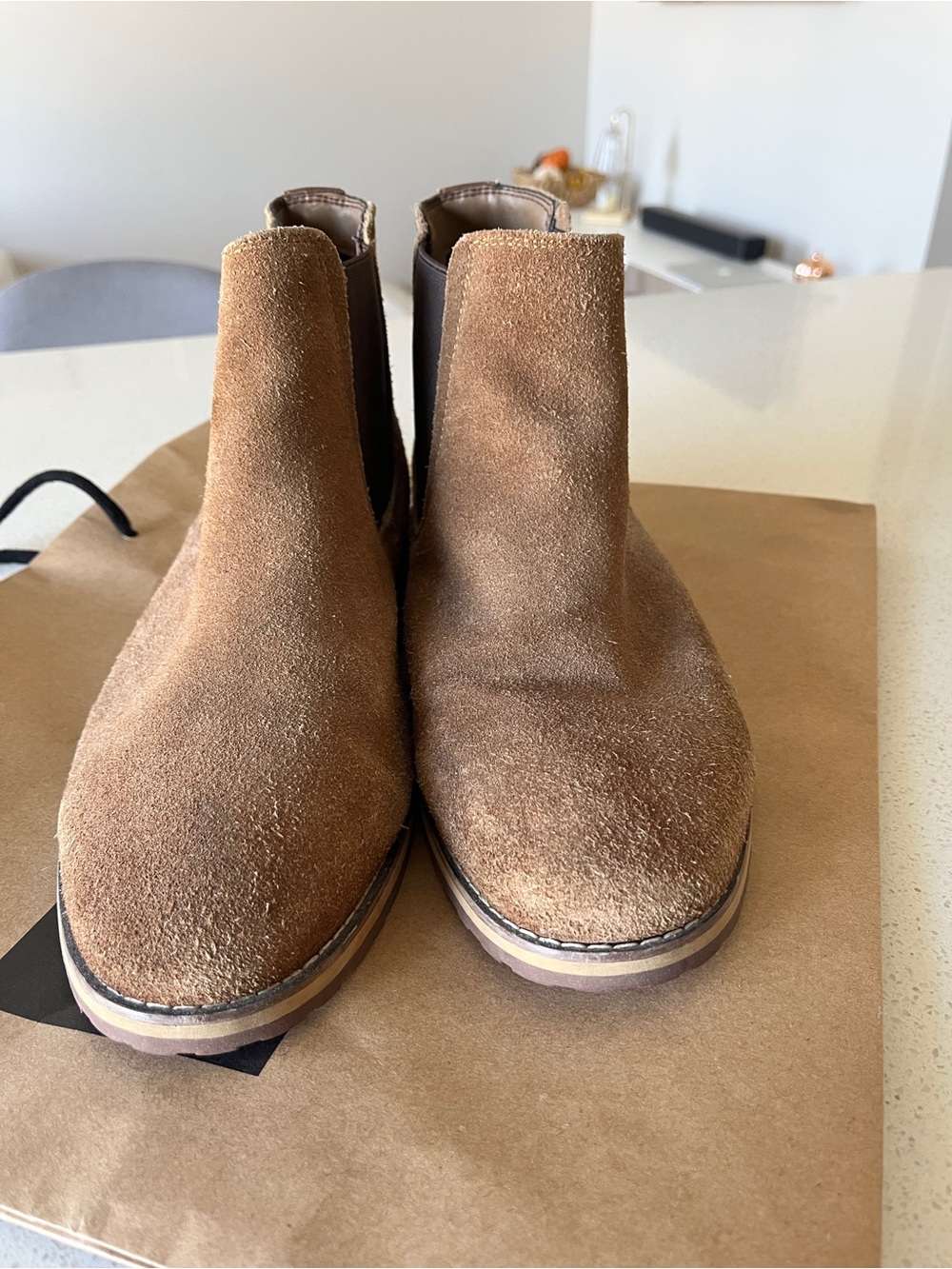 Camel Suede Chelsea Boots